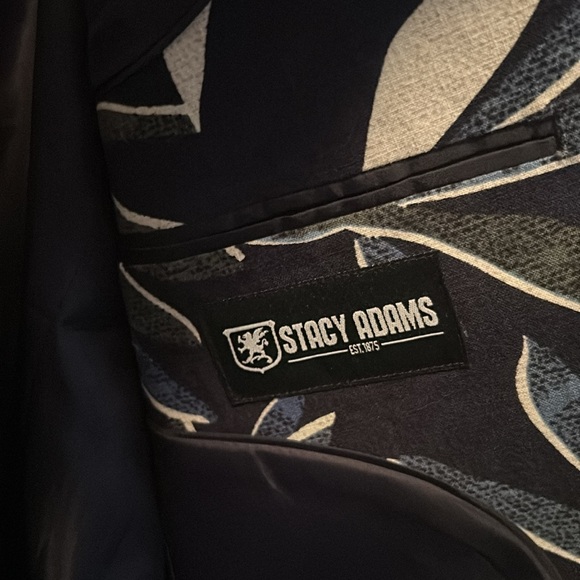 Stacy Adams Men’s Blue Green Floral Tropical Hawaiian Blazer Coat size 42L - Picture 3 of 6